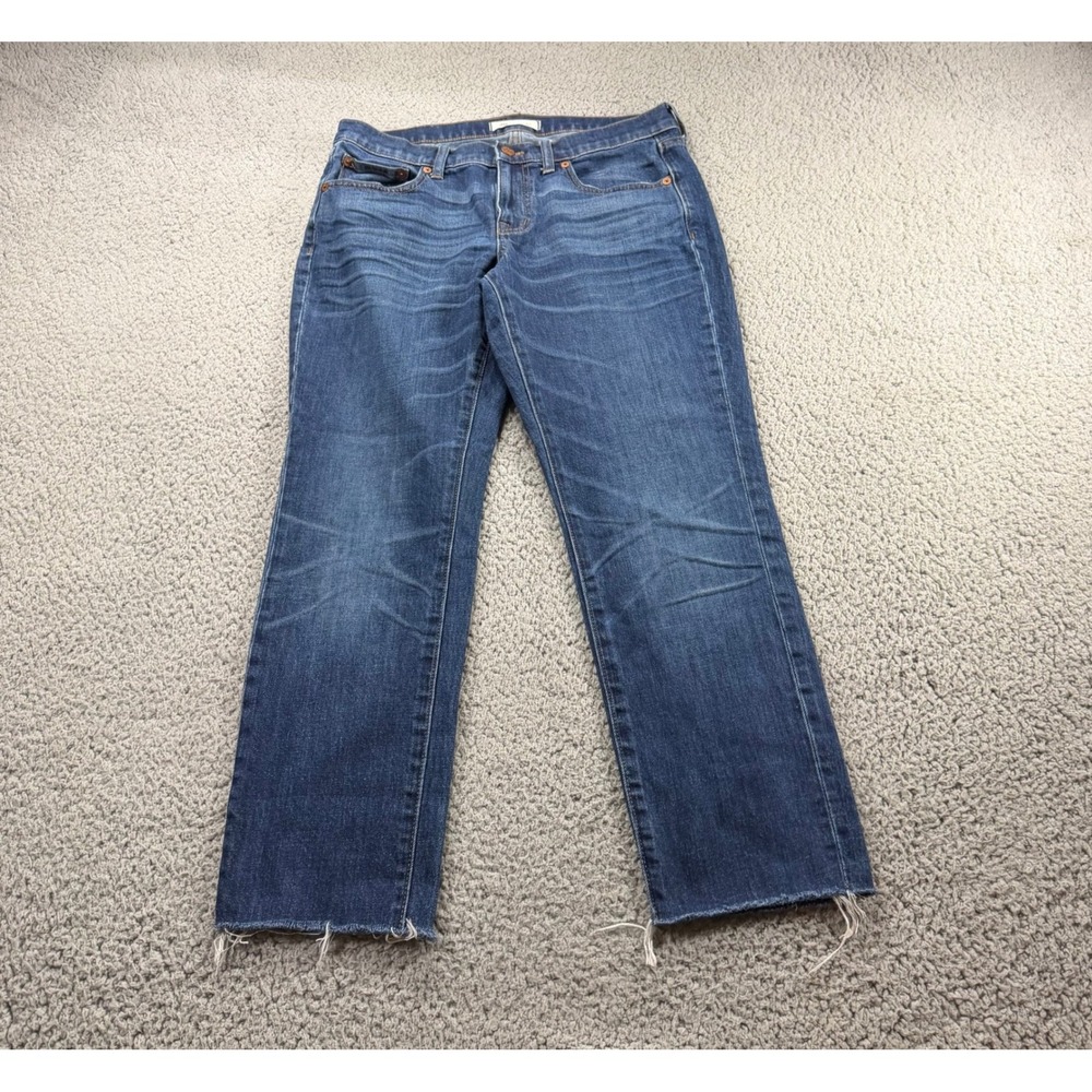Madewell The Slim Boyjean Medium Wash Raw Hem Denim Jeans Size 26 RN77388